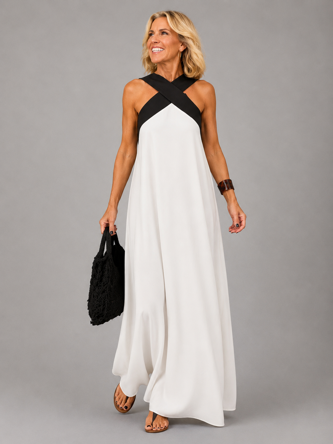 Abito Maxi con Scollo Incrociato