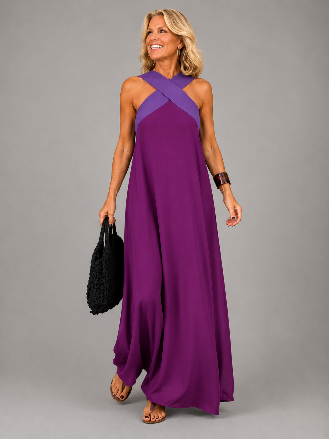Abito Maxi con Scollo Incrociato