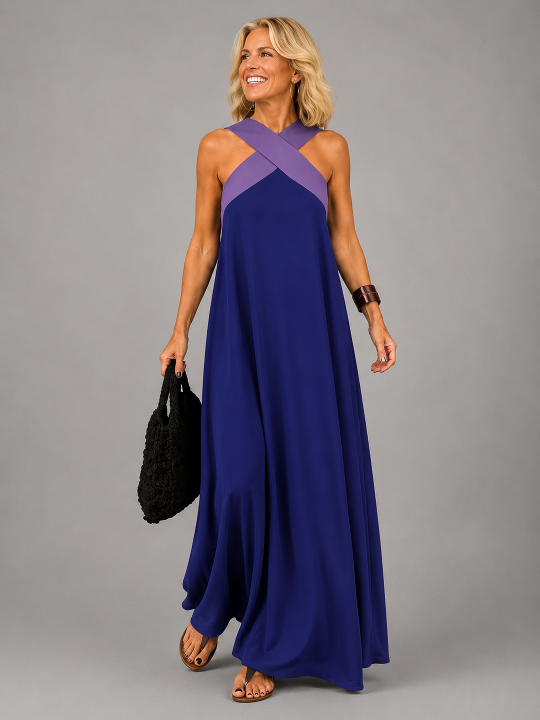 Abito Maxi con Scollo Incrociato