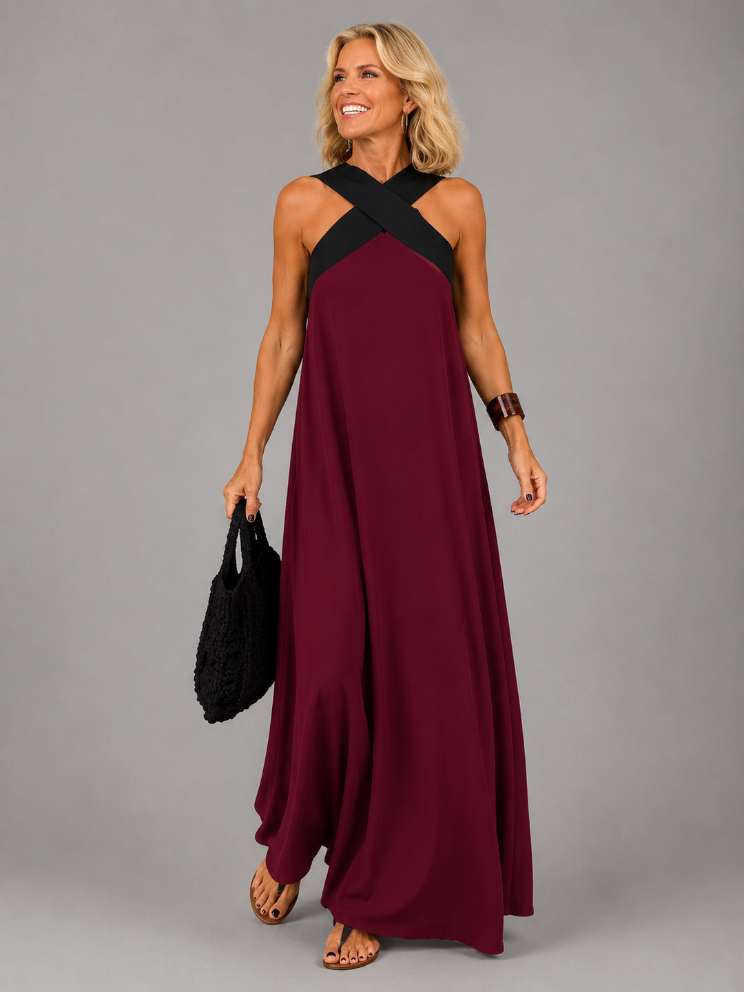Abito Maxi con Scollo Incrociato