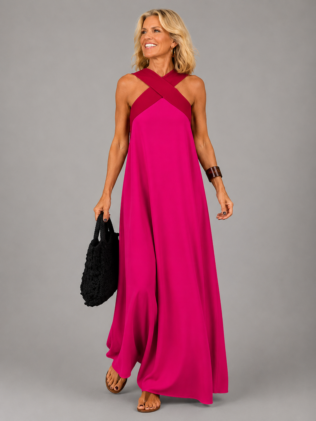 Abito Maxi con Scollo Incrociato