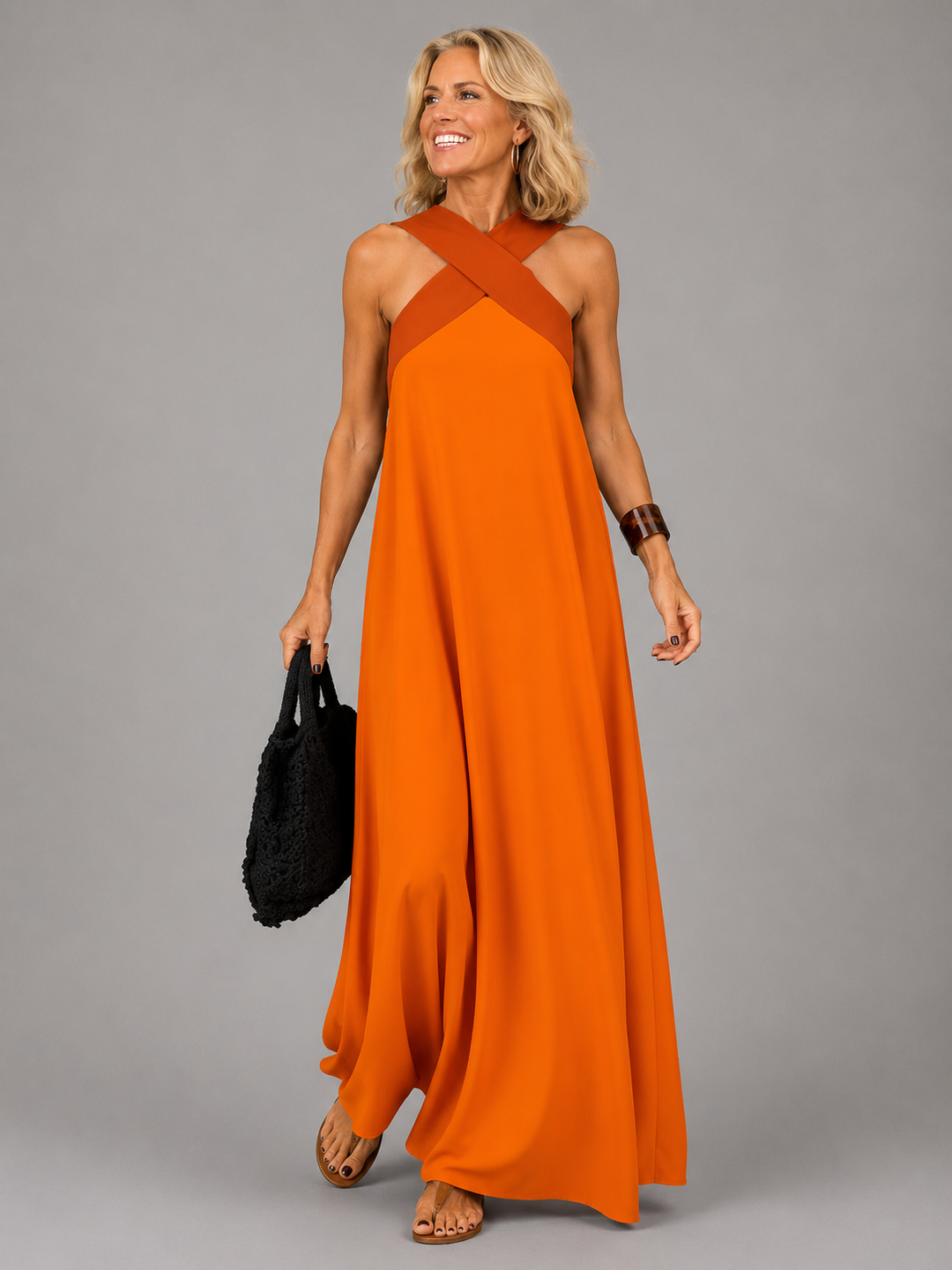 Abito Maxi con Scollo Incrociato