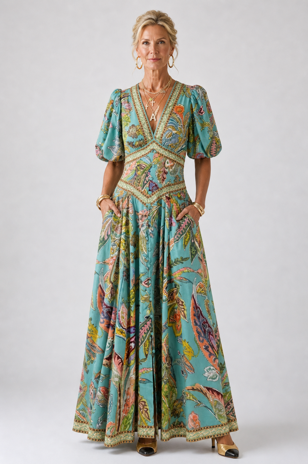 Abito Lungo Stampa Paisley