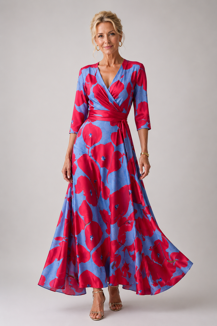 Abito Floreale Rosso e Blu