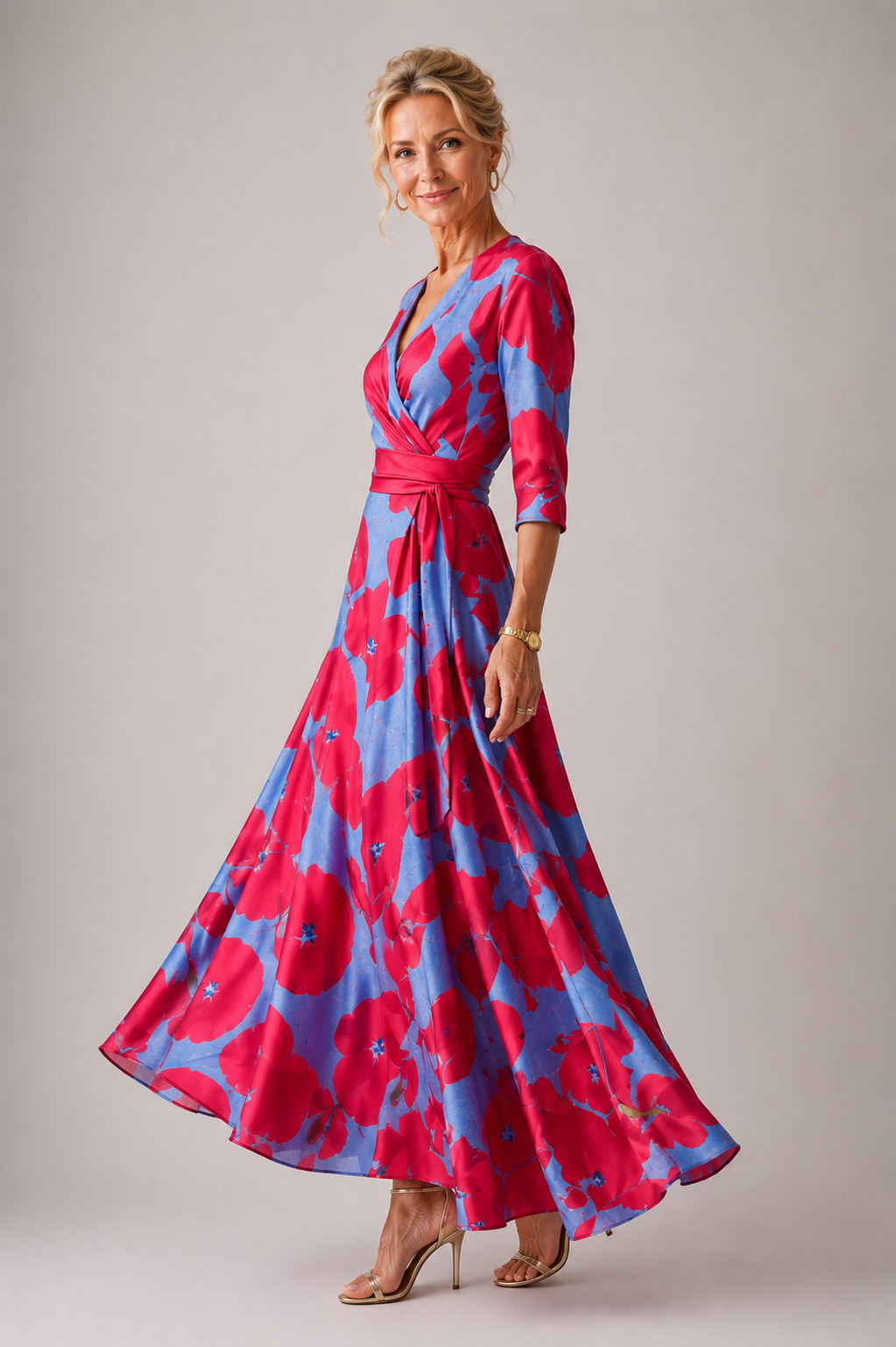 Abito Floreale Rosso e Blu