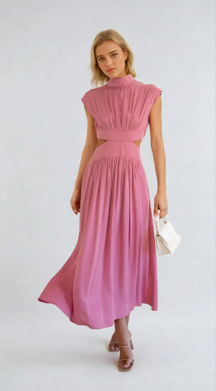 Abito Midi Rosa con Cut-Out