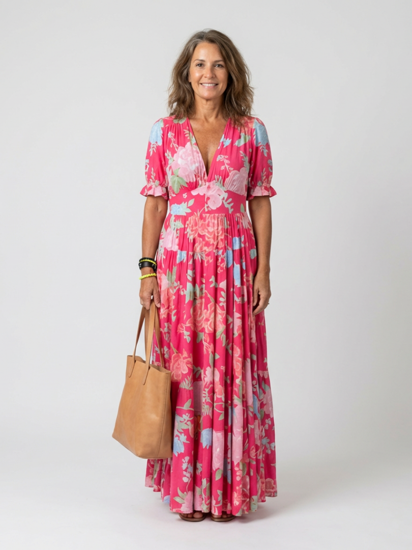Abito Midi Floreale Stile Impero