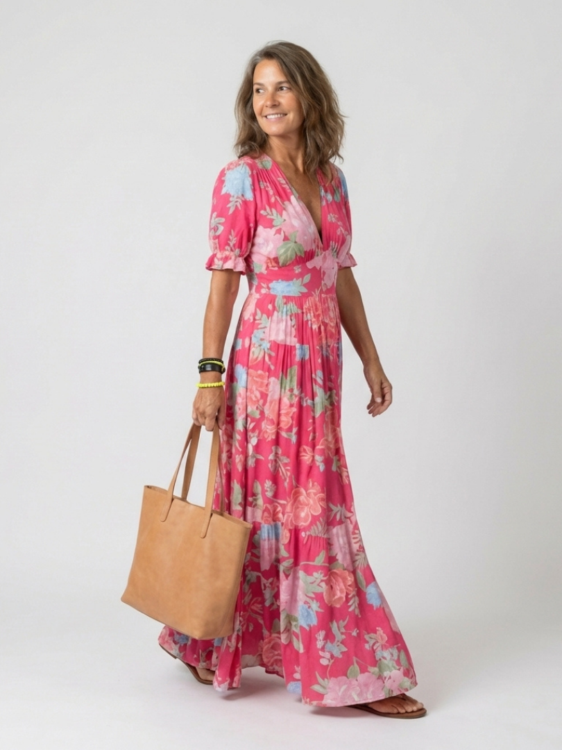 Abito Midi Floreale Stile Impero