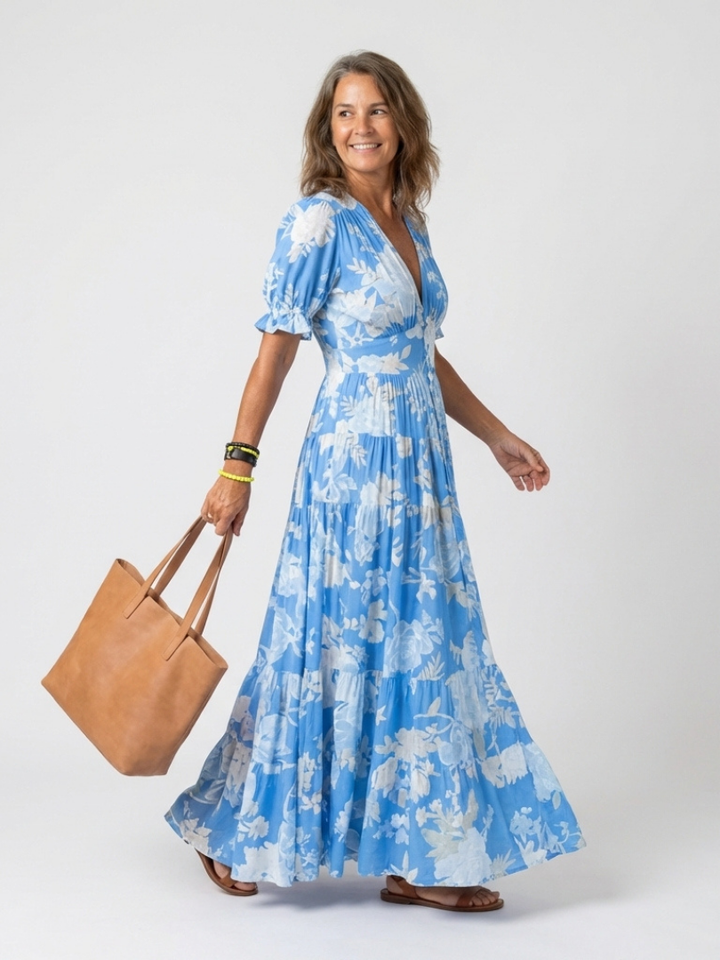 Abito Midi Floreale Stile Impero