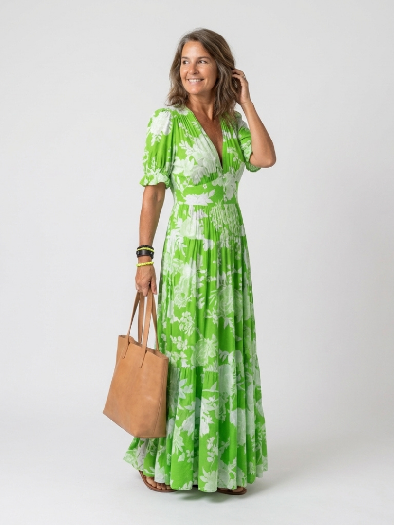 Abito Midi Floreale Stile Impero