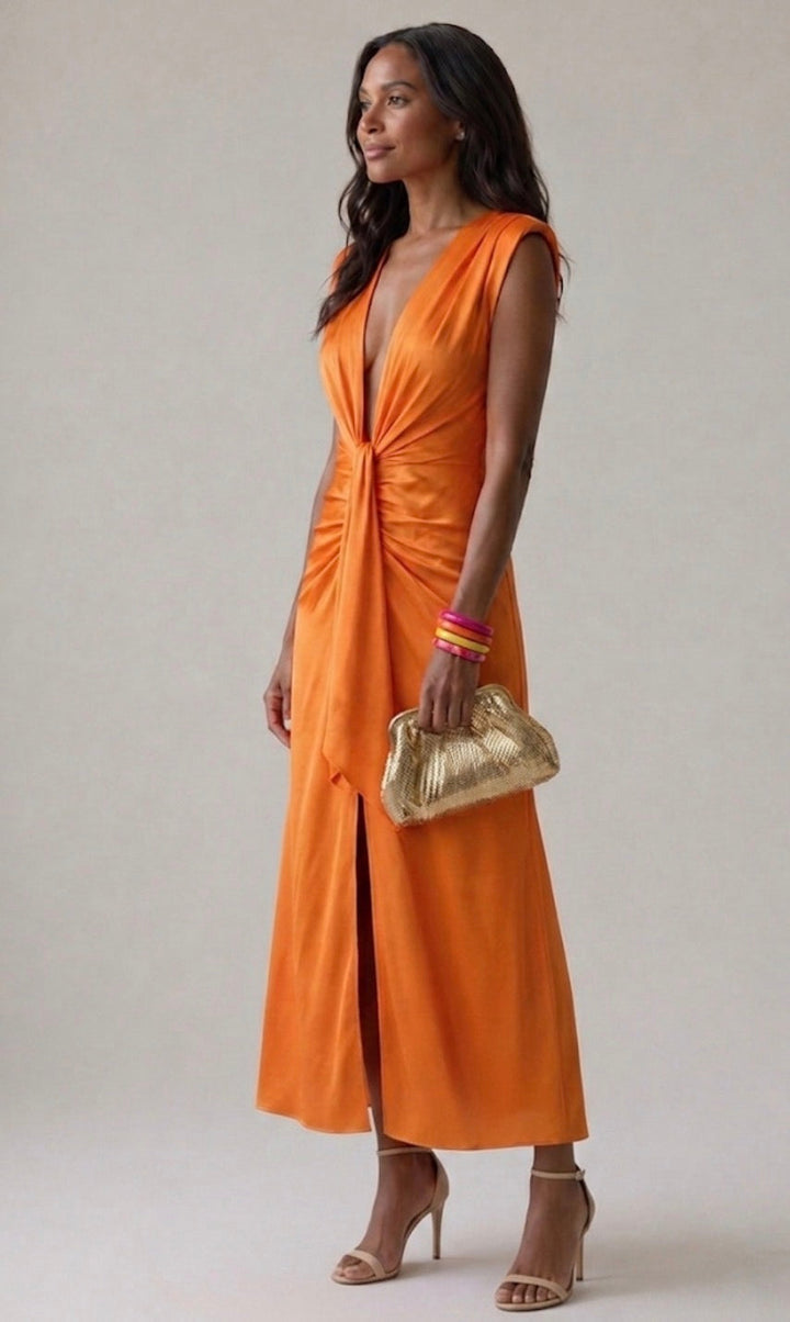 Abito Midi con Nodo Frontale