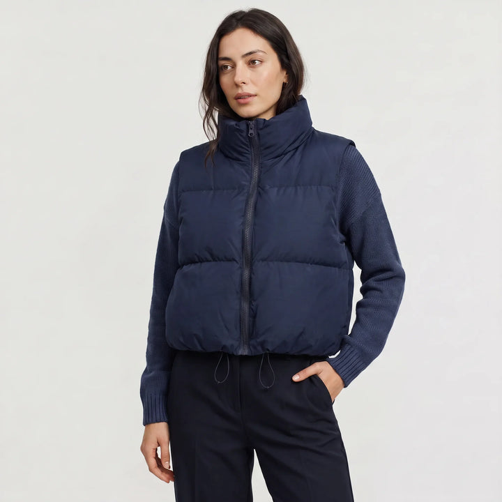 Gilet Corto con Collo Alto