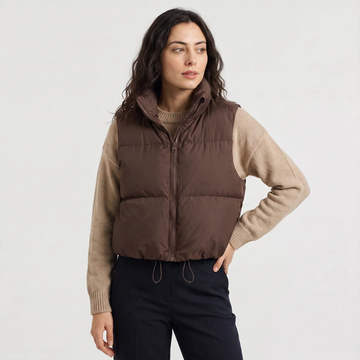 Gilet Corto con Collo Alto