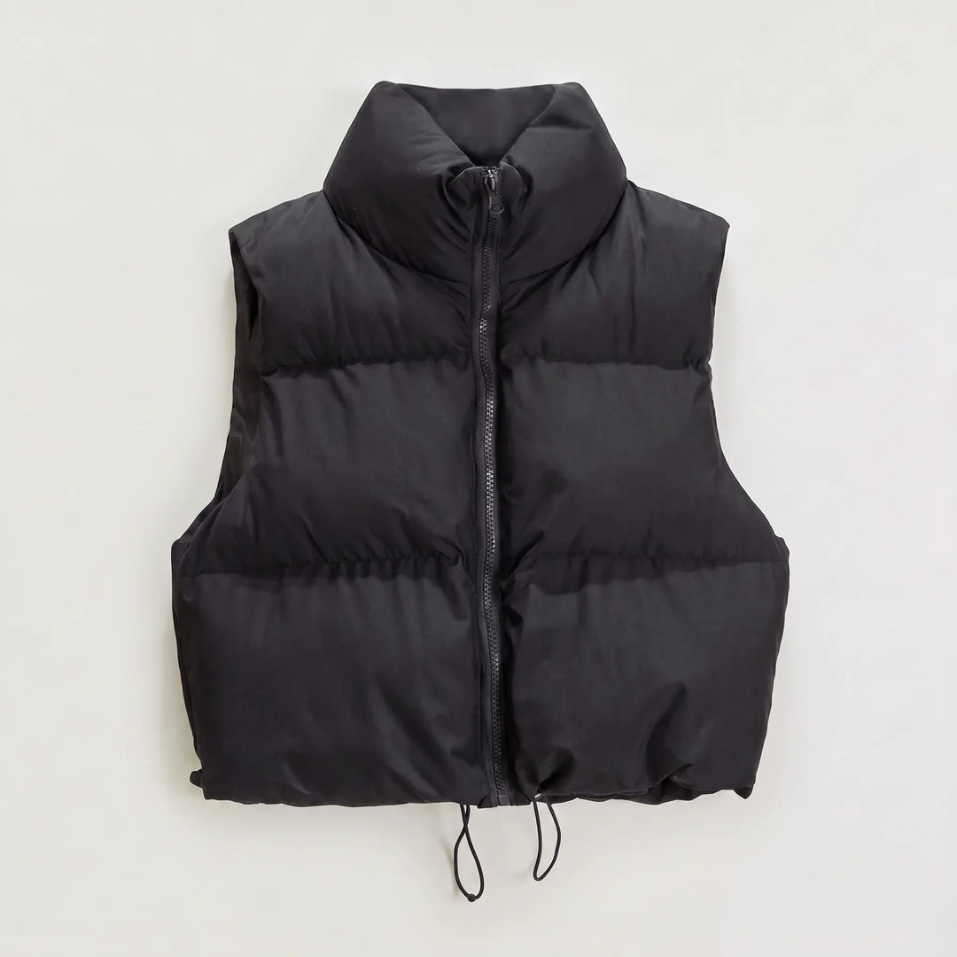 Gilet Corto con Collo Alto