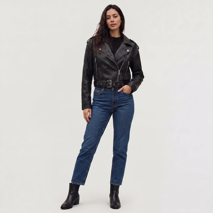 Giacca Stile Biker con Cintura