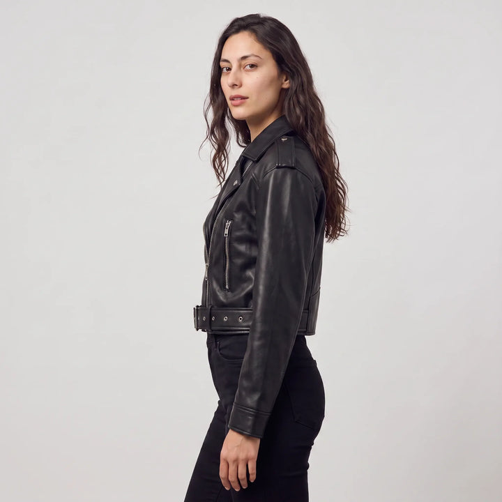 Giacca Stile Biker con Cintura