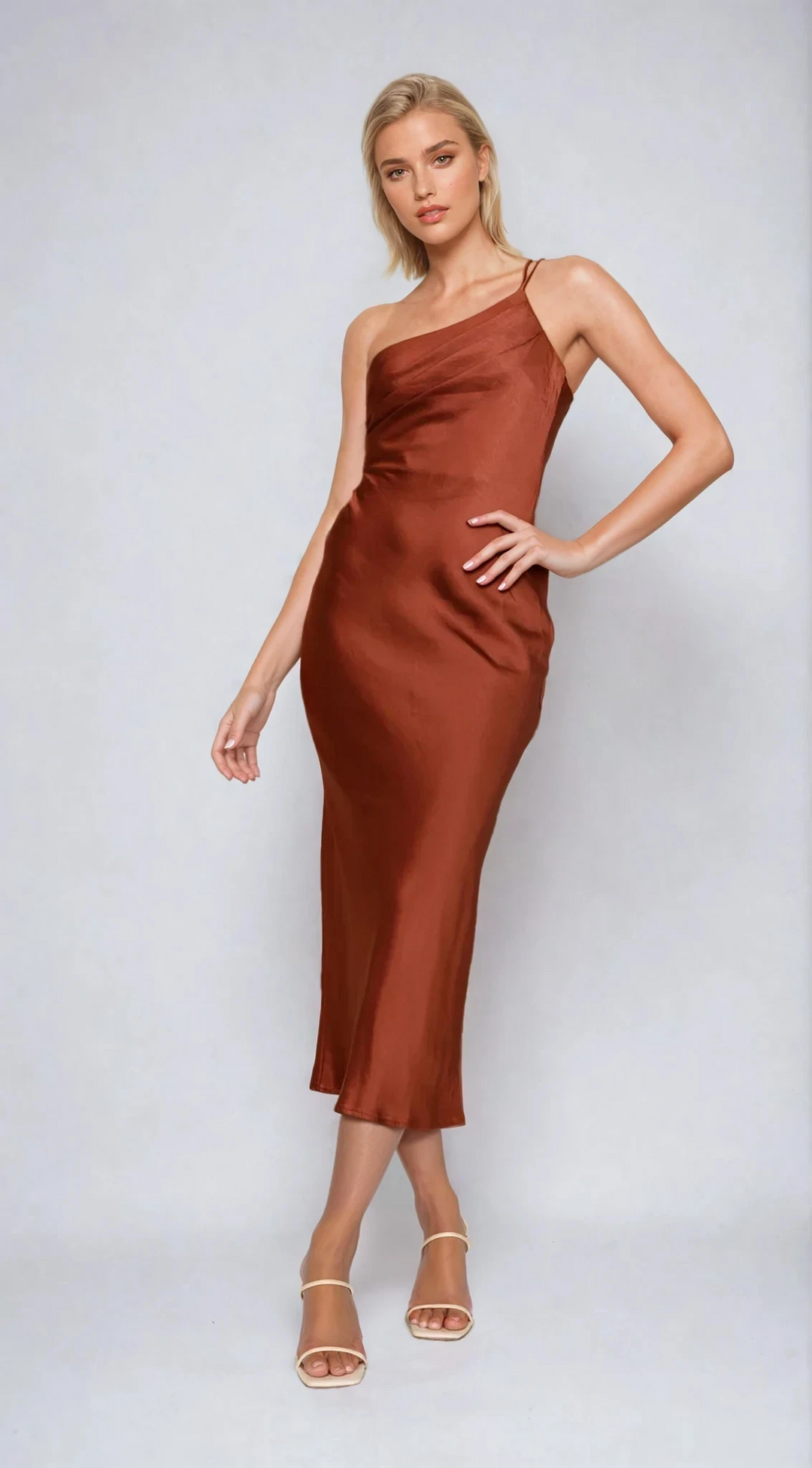 Abito Midi Monospalla Terracotta