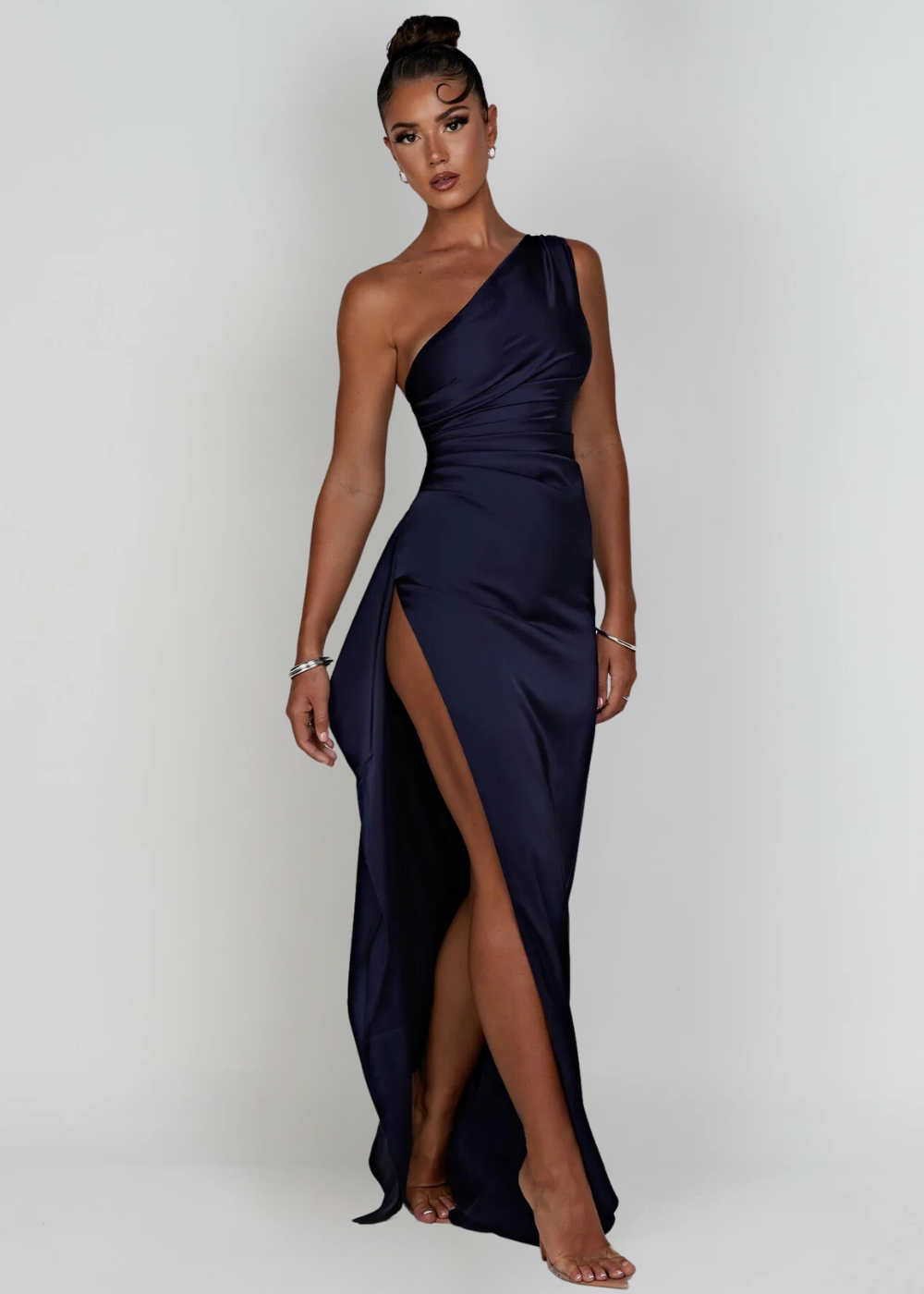 Vestito Lungo Monospalla con Spacco
