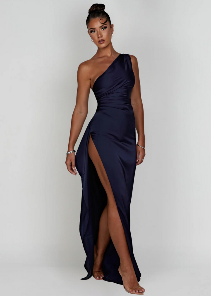 Vestito Lungo Monospalla con Spacco