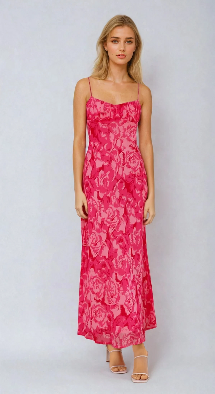 Abito Midi Rosa a Fiori
