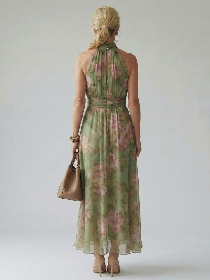 Abito Lungo Halter Floreale