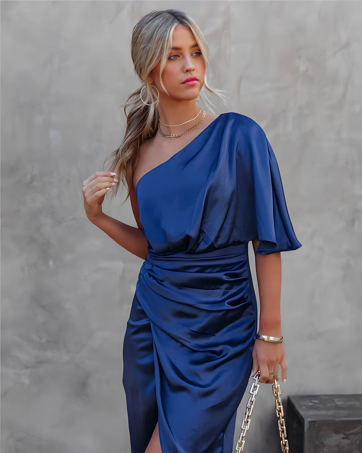 Abito Midi Monospalla Drappeggiato