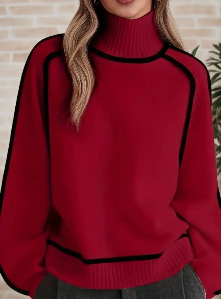 Maglione con Profili a Contrasto