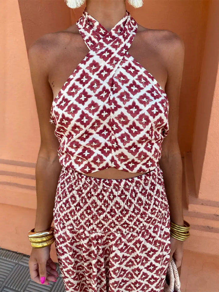Completo Gonna Lunga e Top Halter