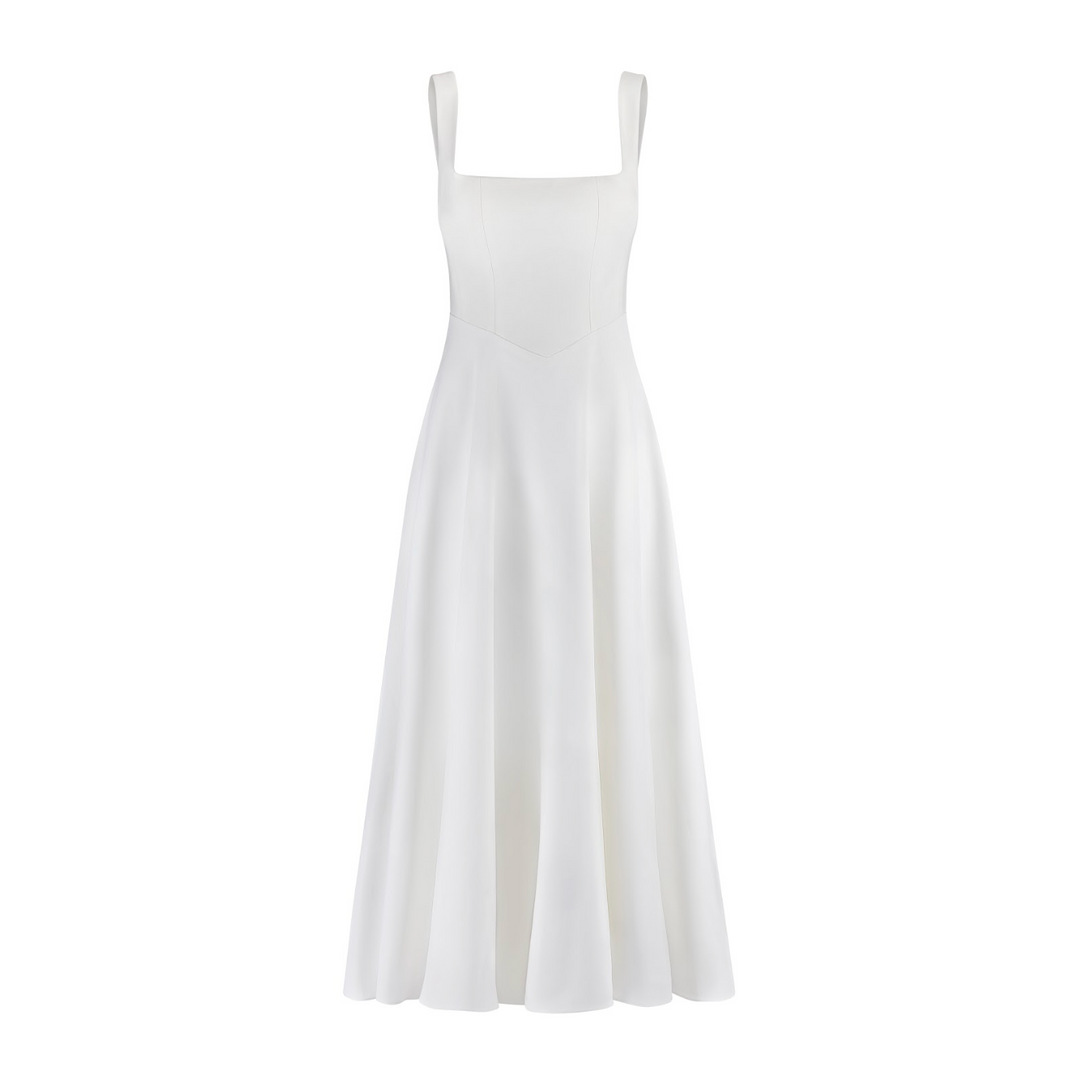 Abito Midi con Scollo Quadrato