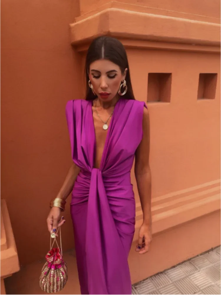 Abito Midi con Nodo Frontale
