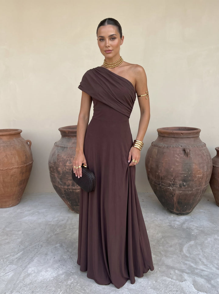 Abito Lungo con Busto Drappeggiato