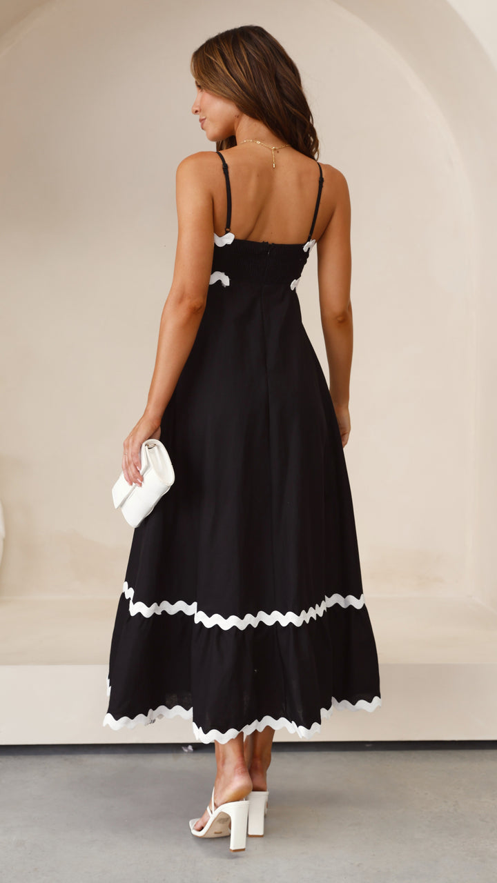 Abito Midi con Bordo a Contrasto