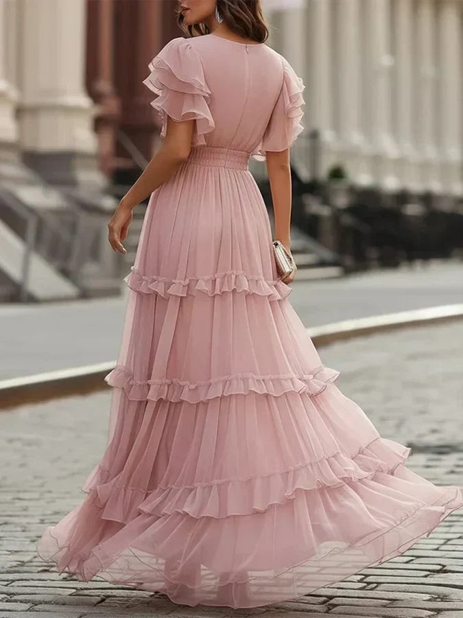 Abito da Cerimonia Rosa a Balze