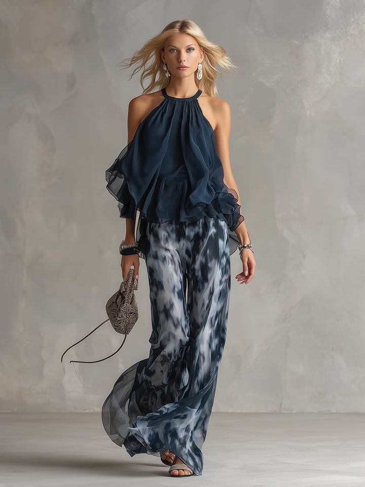 Completo Pantalone con Top a Volant