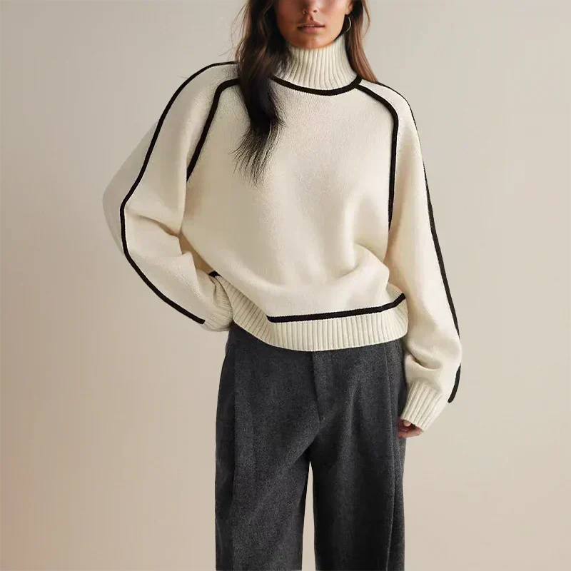 Maglione con Profili a Contrasto