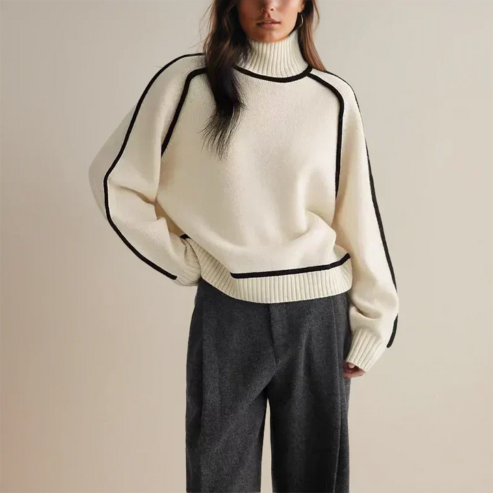Maglione con Profili a Contrasto