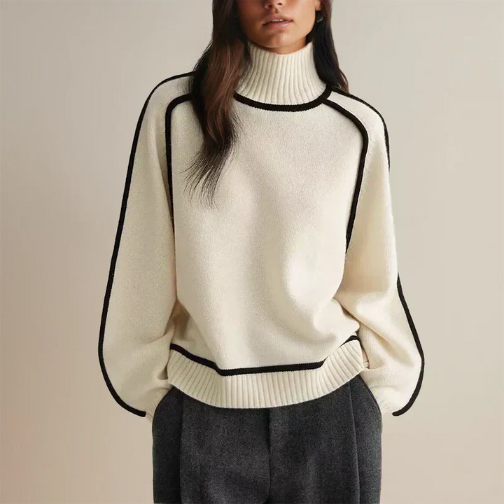 Maglione con Profili a Contrasto