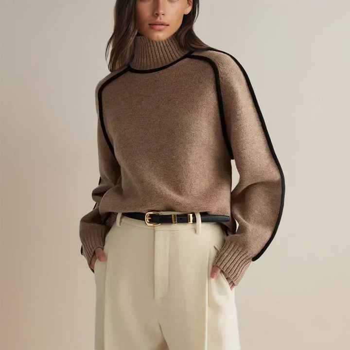 Maglione con Profili a Contrasto