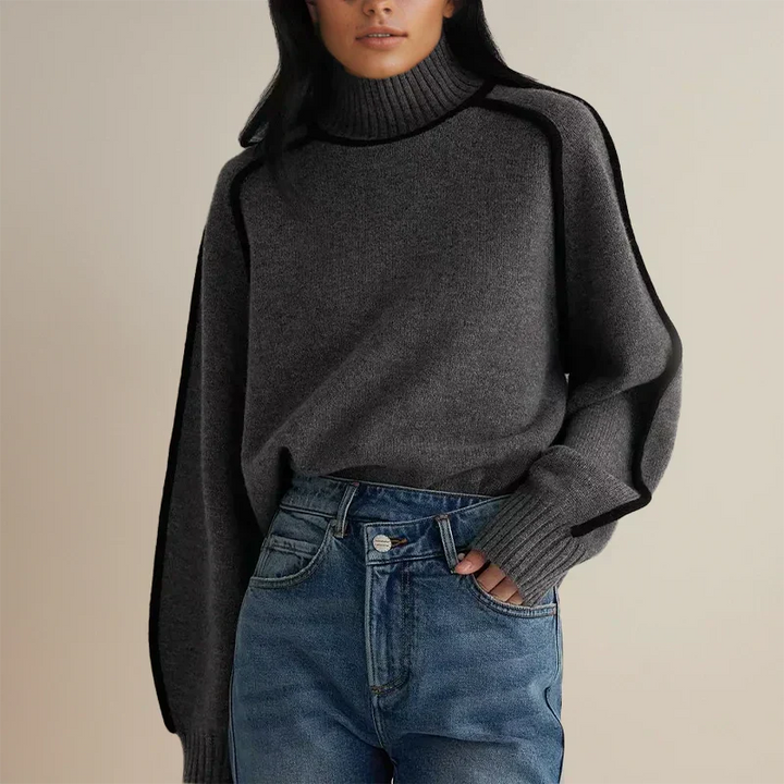 Maglione con Profili a Contrasto