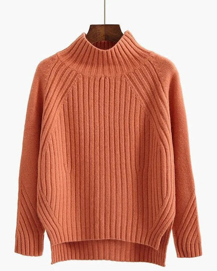 Maglione a Costine con Collo Alto