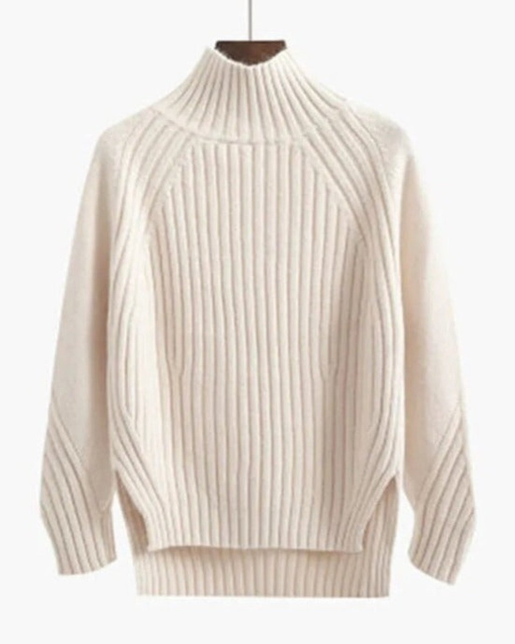Maglione a Costine con Collo Alto