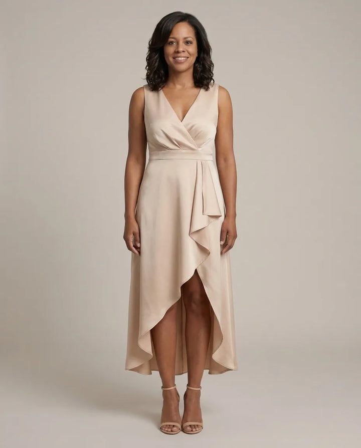 Abito Midi Drappeggiato Beige