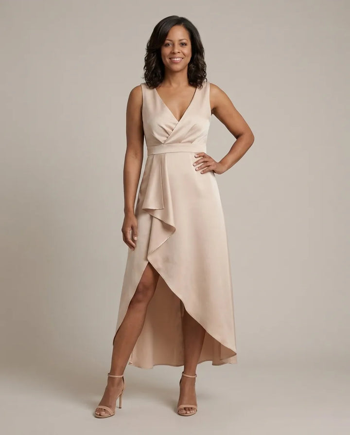 Abito Midi Drappeggiato Beige
