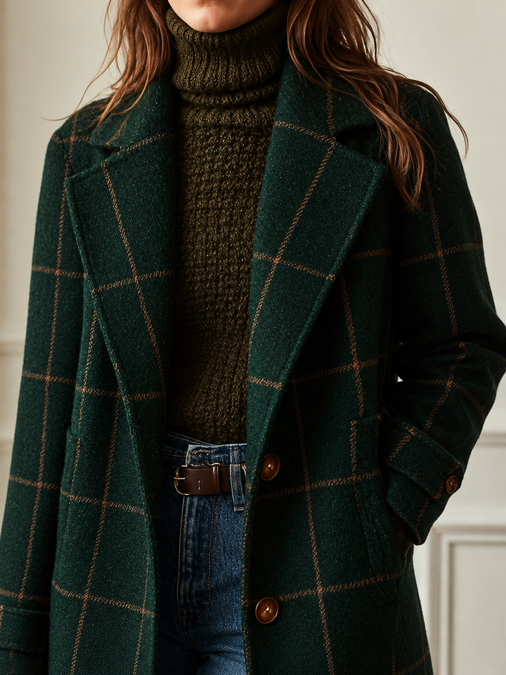 Cappotto a Quadri dal Taglio Dritto