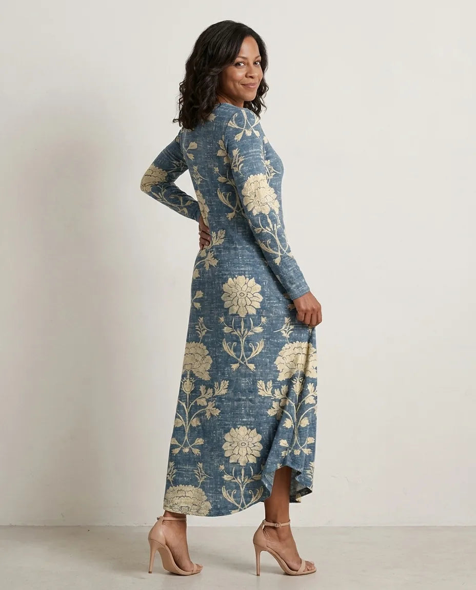 Abito Midi Floreale Blu