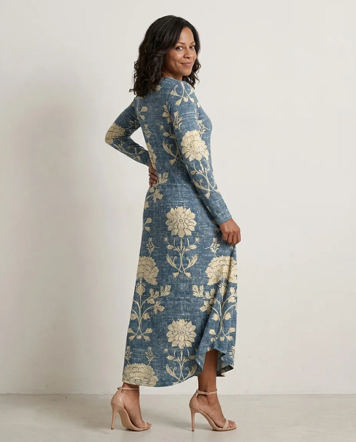 Abito Midi Floreale Blu