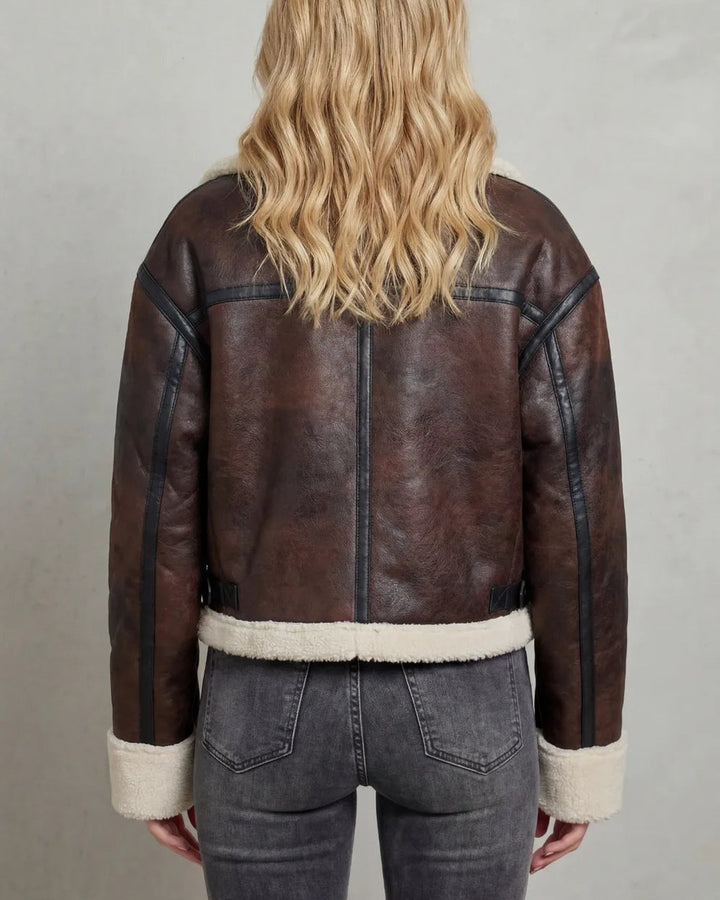 Bomber Marrone con Collo Morbido