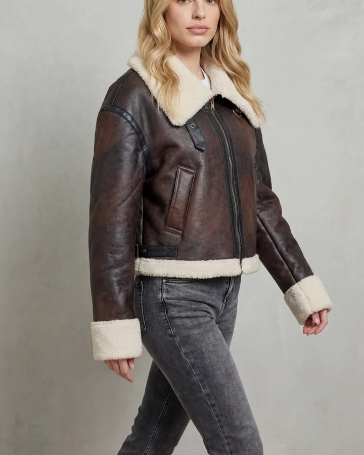 Bomber Marrone con Collo Morbido