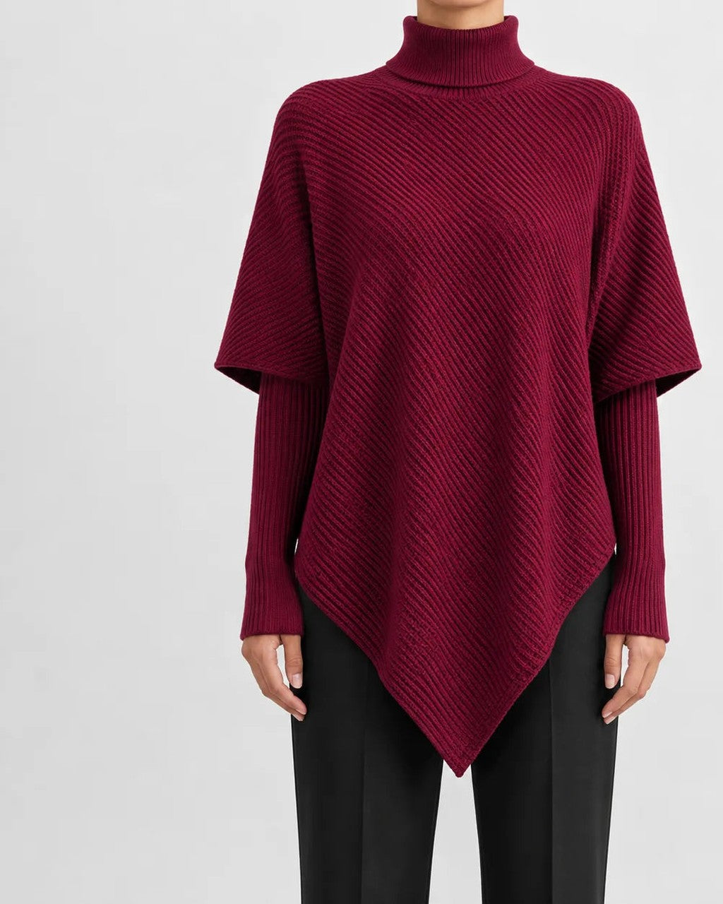 Maglione a Collo Alto Asimmetrico