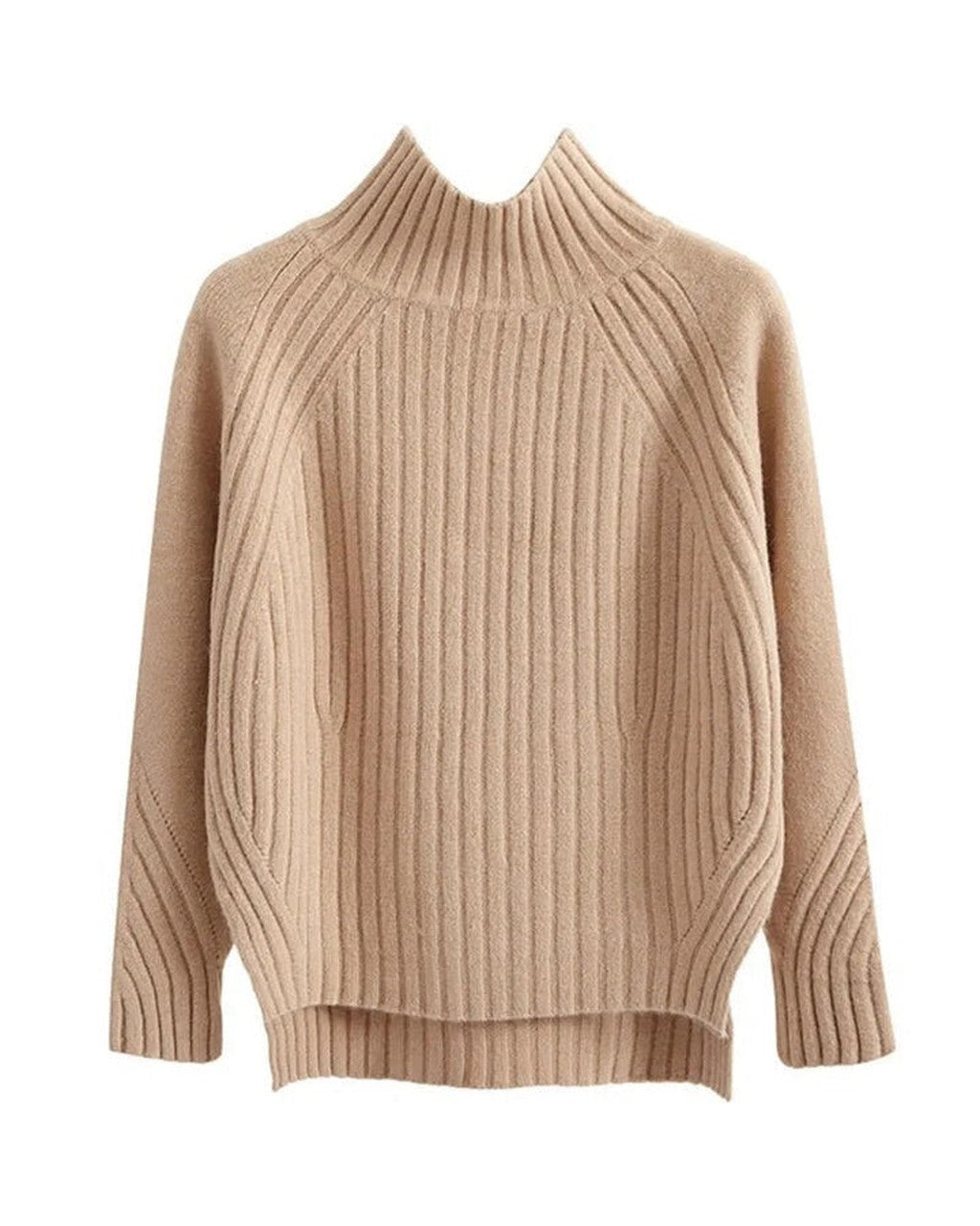 Maglione a Costine con Collo Alto